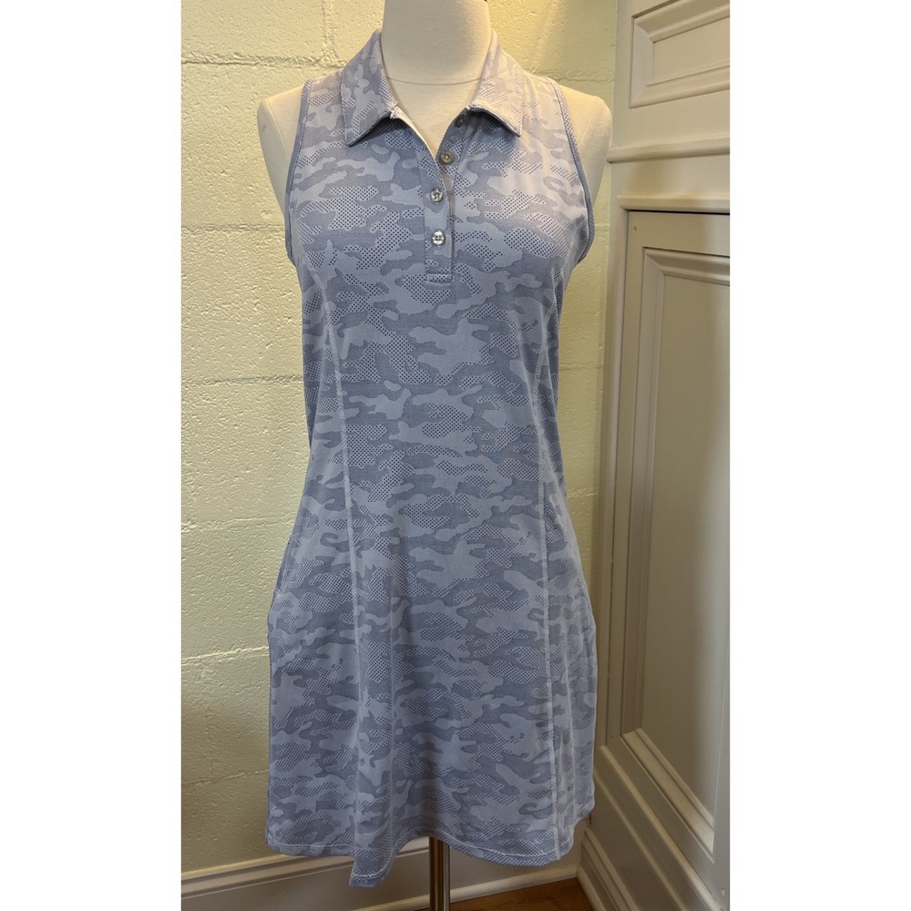 TJ Sport (Taylor Jordan) Racerback Blue Camo Dress With Pockets Size Small - Picture 4 of 6